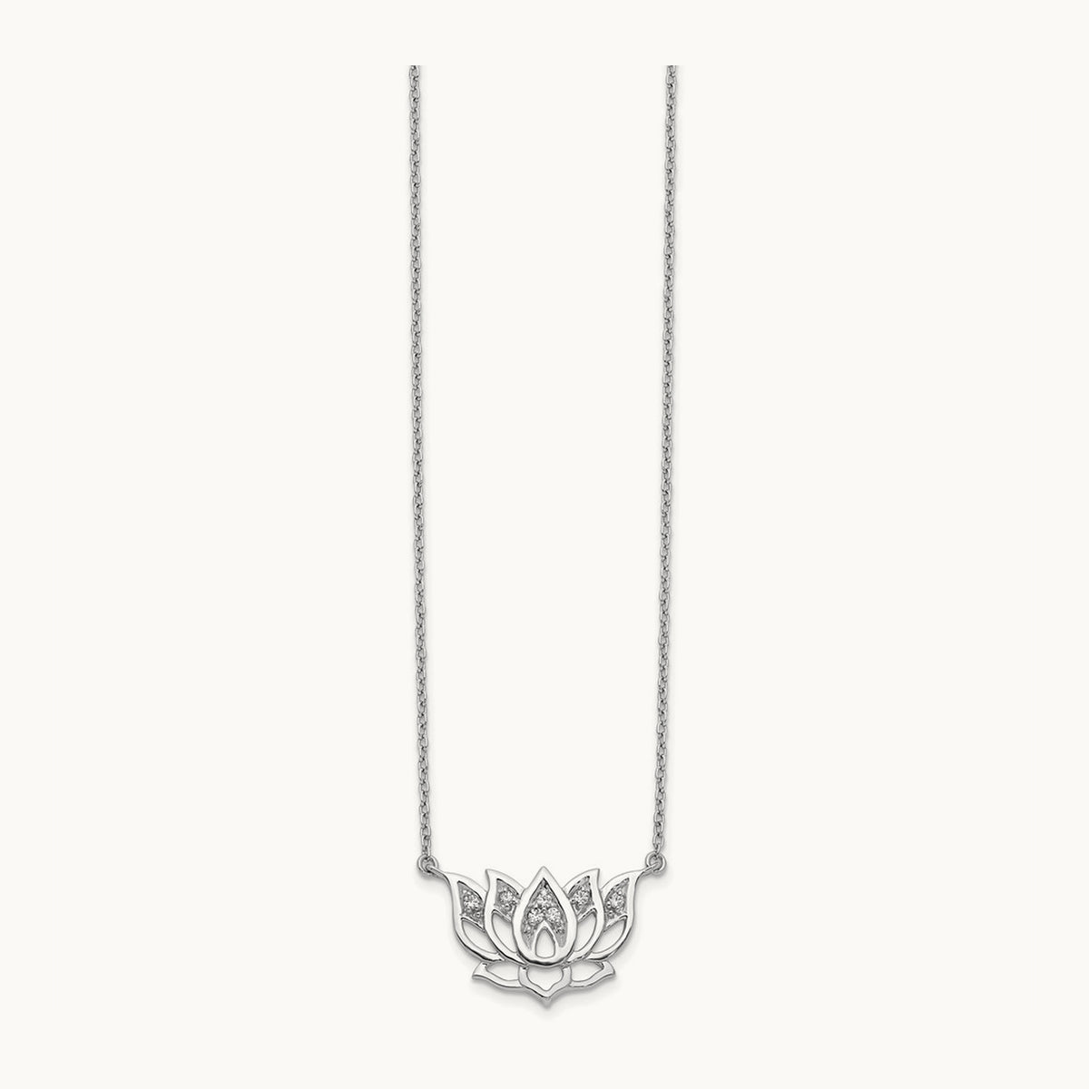 Lotus Flower Necklace, 0.05 ct tw Lab-Grown Diamond