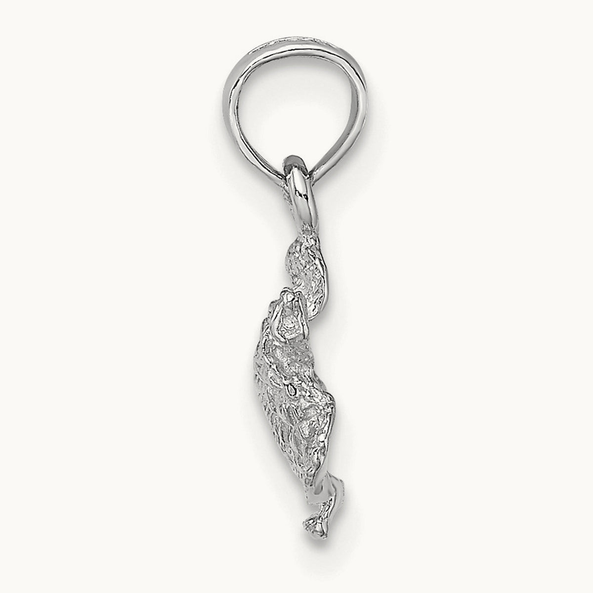 Textured Sea Turtle Charm — 14K White Gold