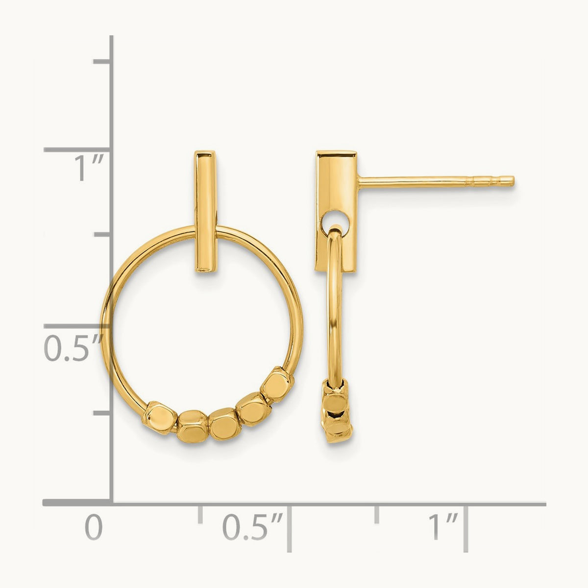 Polished Circle Dangle Post Earrings, 14K