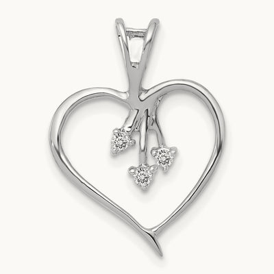 Diamond Heart Pendant — 14K White Gold