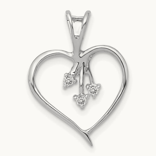 Diamond Heart Pendant — 14K White Gold
