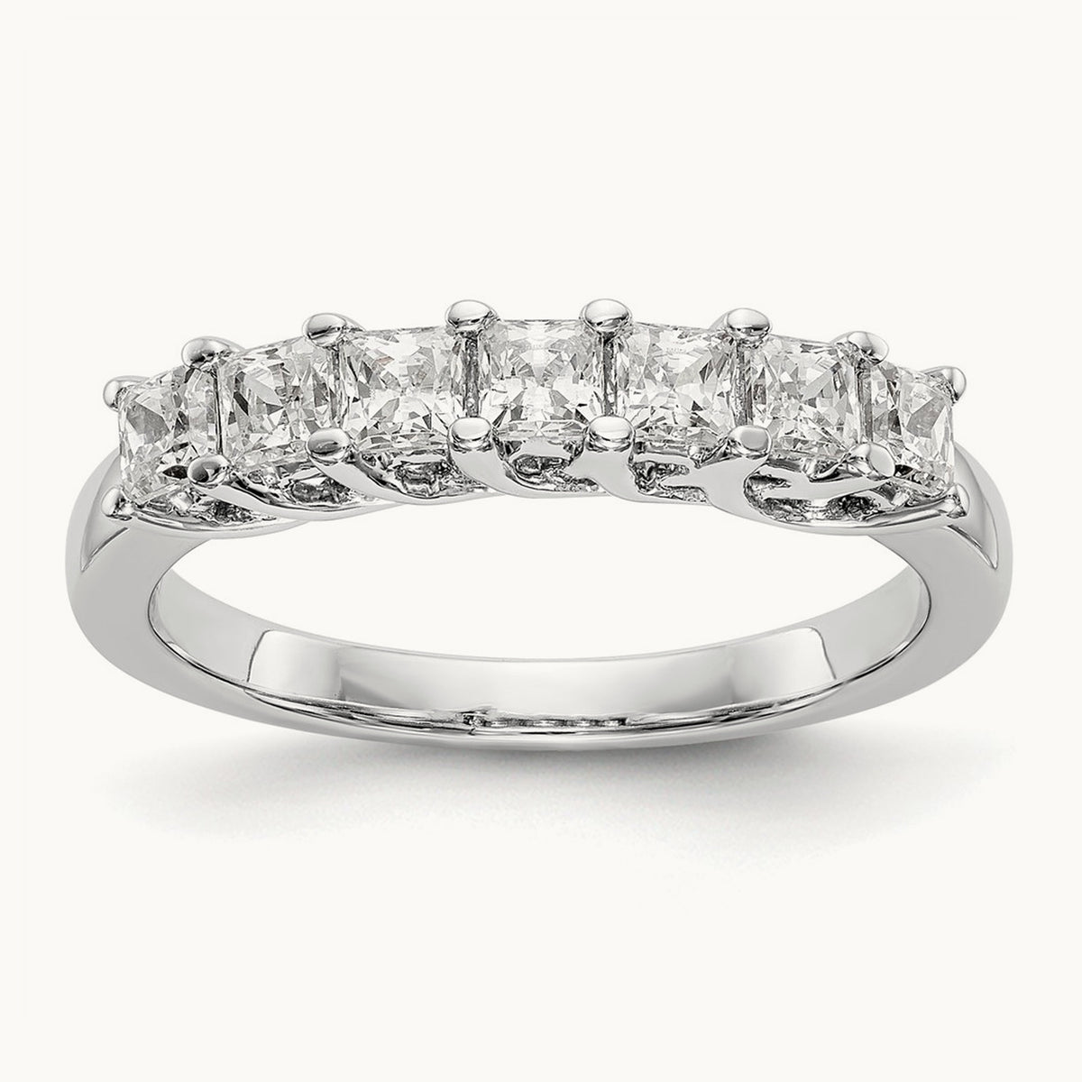 7-Stone Diamond Band, 14K White Gold