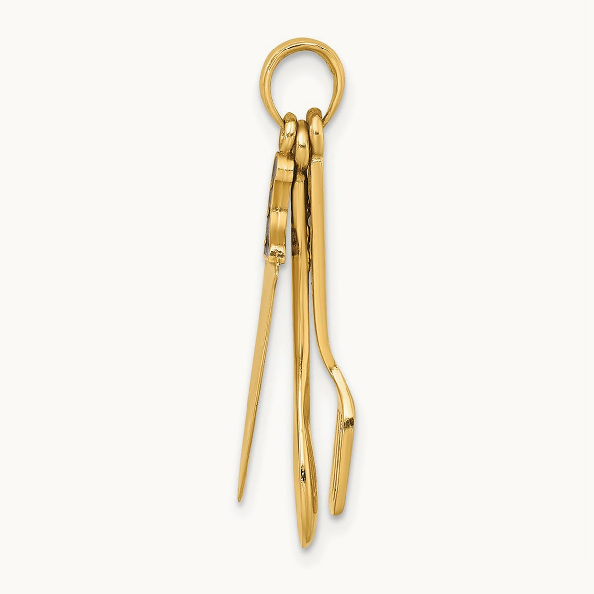 3-D Enamel Butcher Knife, Spoon and Spatula Moveable Charm, 14K