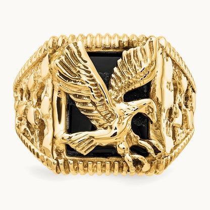 Men's Onyx Eagle Ring, 14K