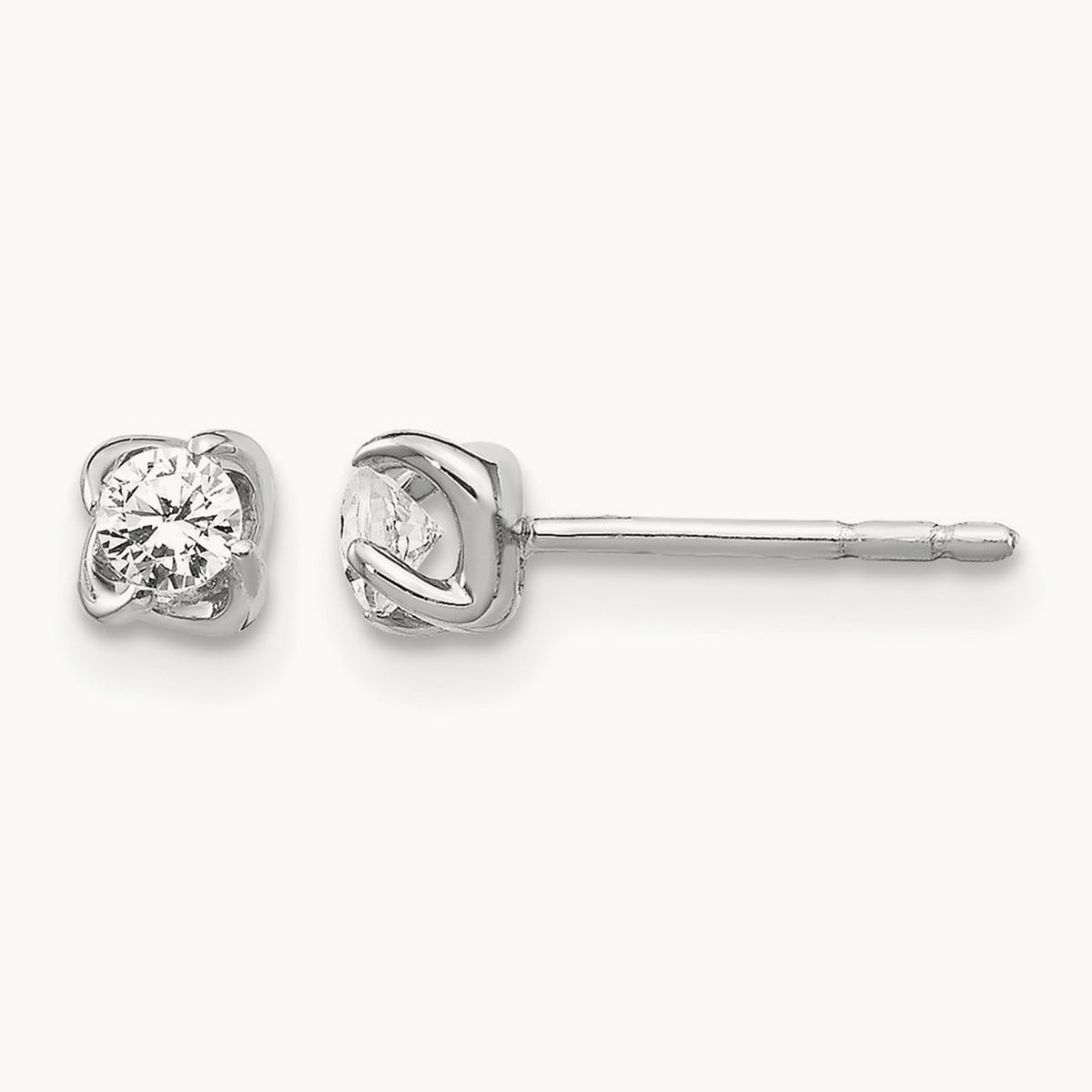 Diamond Post Earrings — 14K White Gold