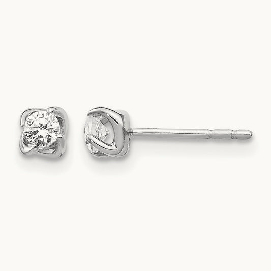 Diamond Post Earrings — 14K White Gold