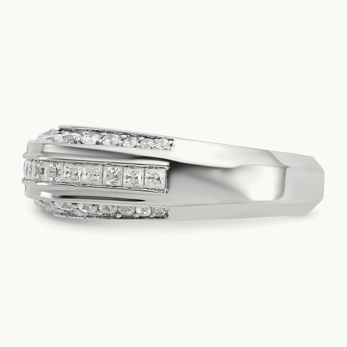 IBGoodman Men's Polished Diamond Ring, 14K White Gold