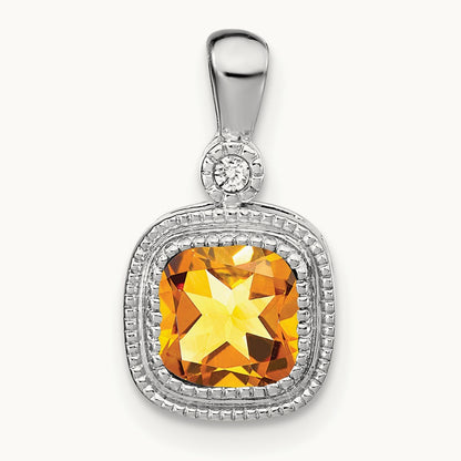 Cushion Citrine and Diamond Pendant — photo set