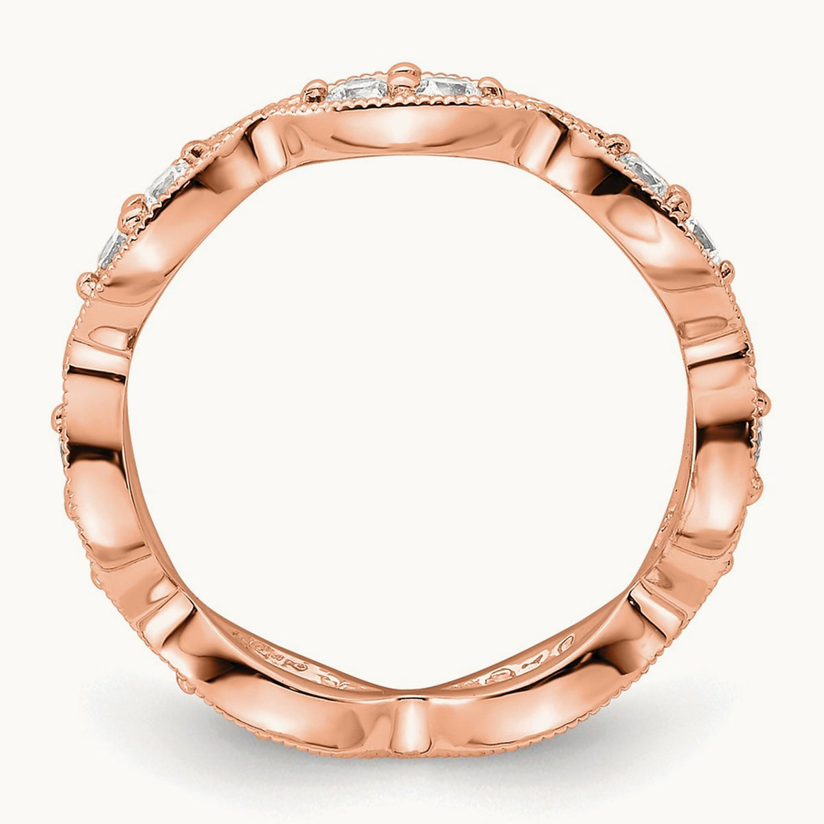 Polished Vintage Pave Eternity Band, 1/2 ct
