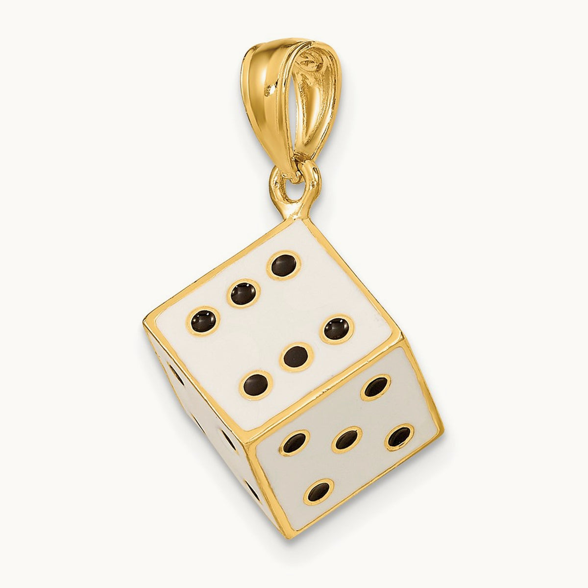 3-D Enamel Dice Charm, 14K