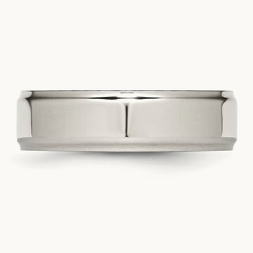Polished Ridged Edge Band, 7mm, Stainless Steel