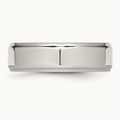 Polished Ridged Edge Band, 7mm, Stainless Steel