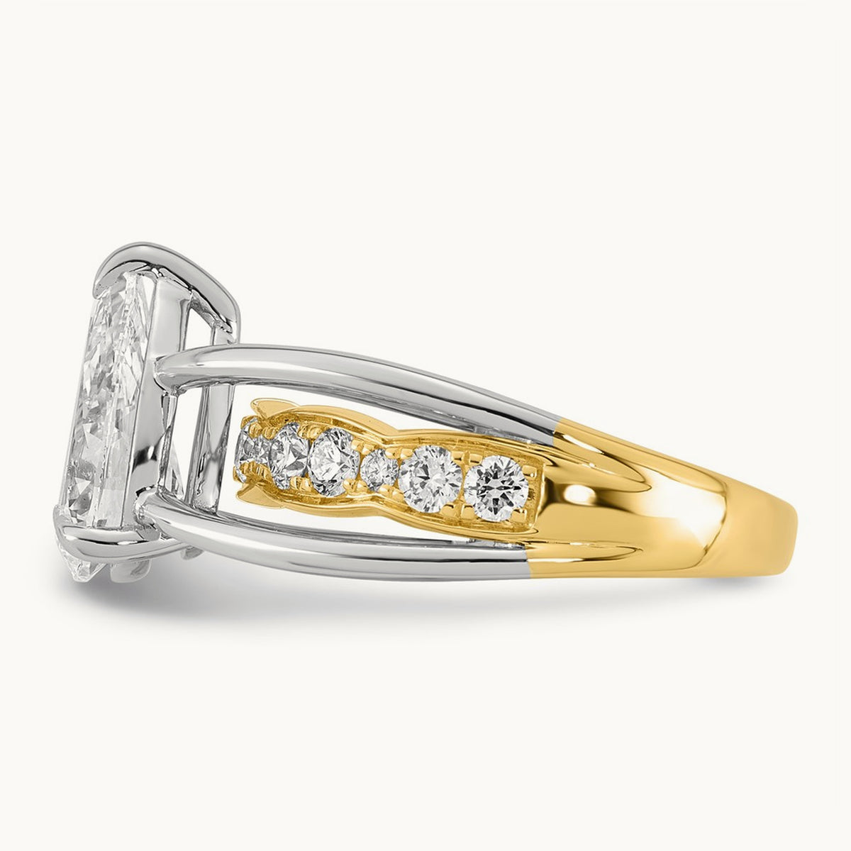 14ktt Certified Pear Center Lab Grown Diamond VS+ F+ Ring — 3.12 ct tw