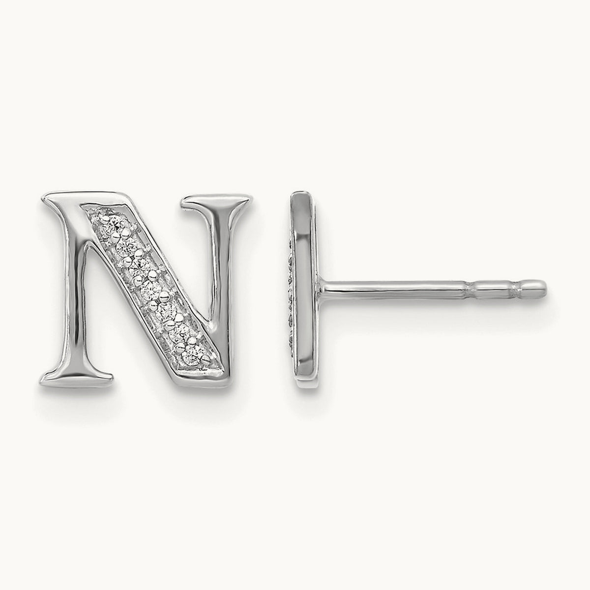 Diamond Earrings — 14K White Gold, 8mm, N