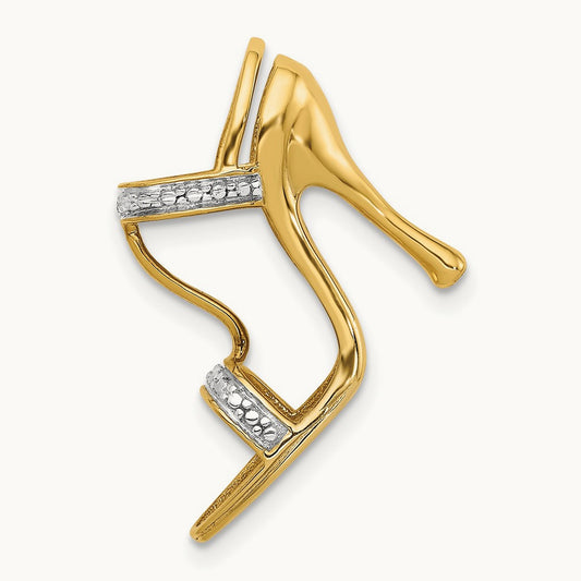 3-D .01ct Diamond High Heel Charm, 14K with Rhodium Solid
