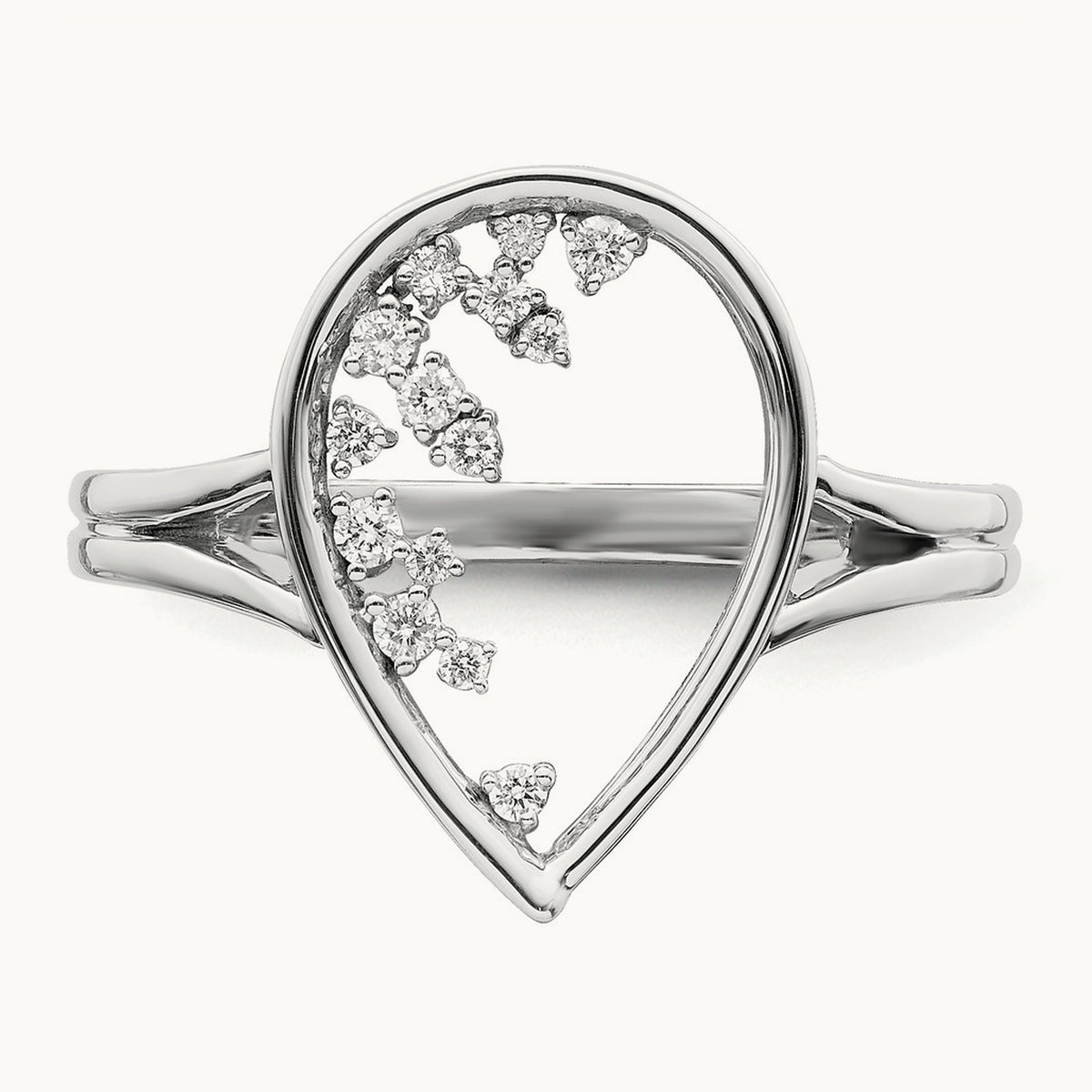 Polished Teardrop Diamond Ring, 14K White Gold