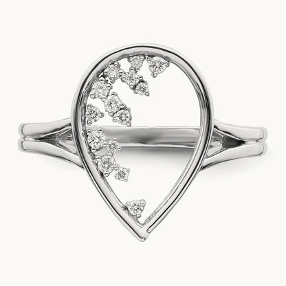 Polished Teardrop Diamond Ring, 14K White Gold