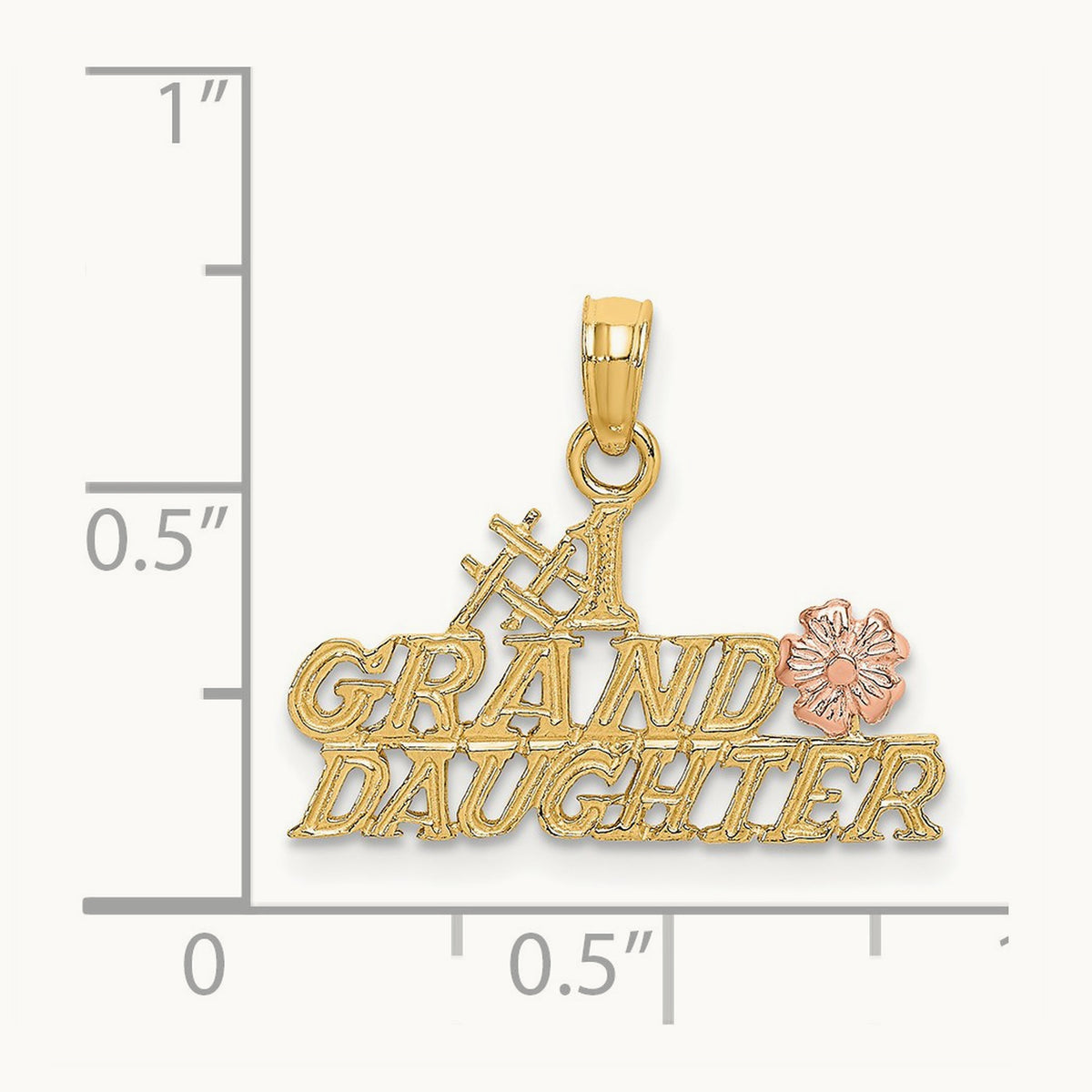 #1 GRANDDAUGHTER w/ Flowers Charm, 14K Two-tone