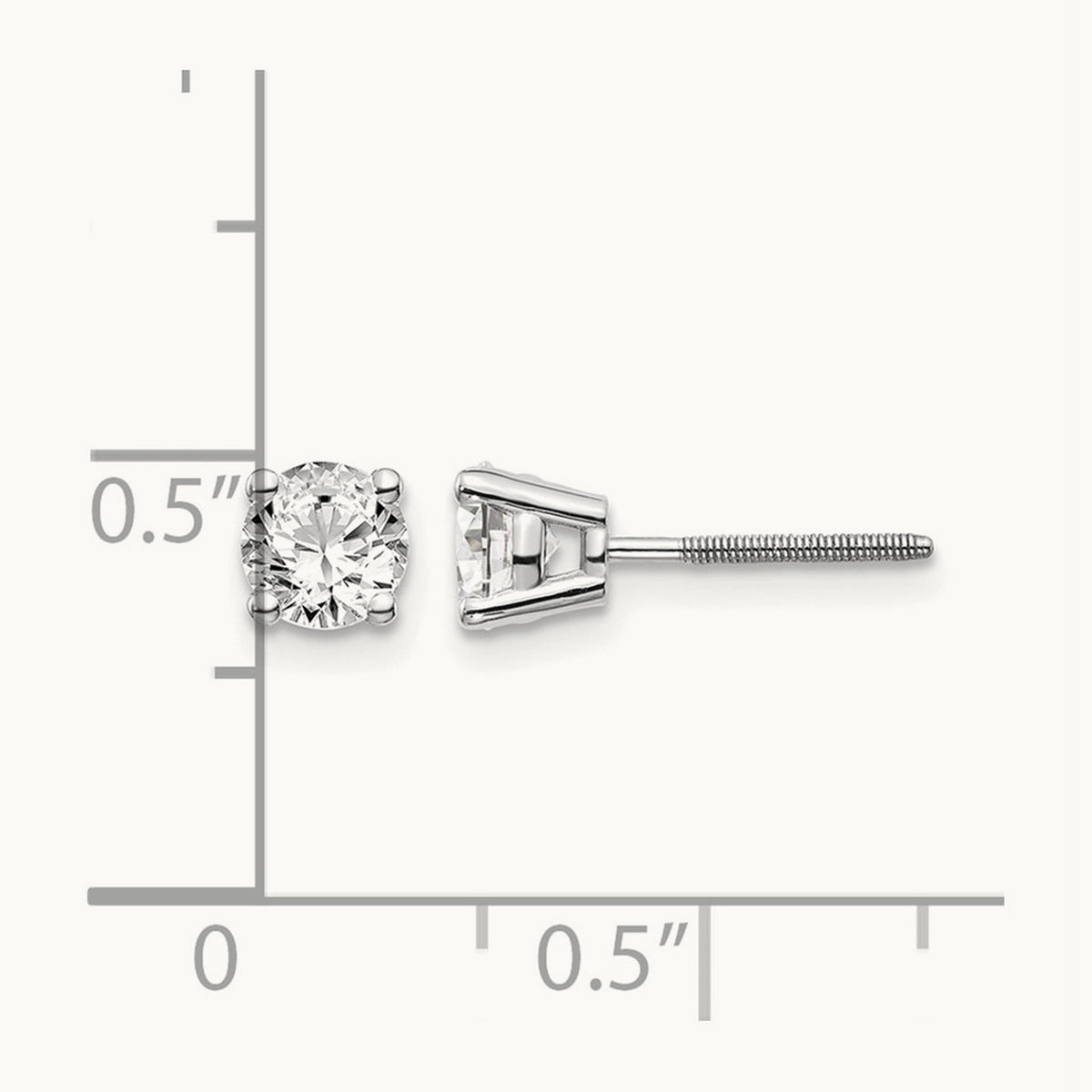 .85ct SI3 G-I Diamond Stud Thread on/off Post Earrings, 14K White Gold