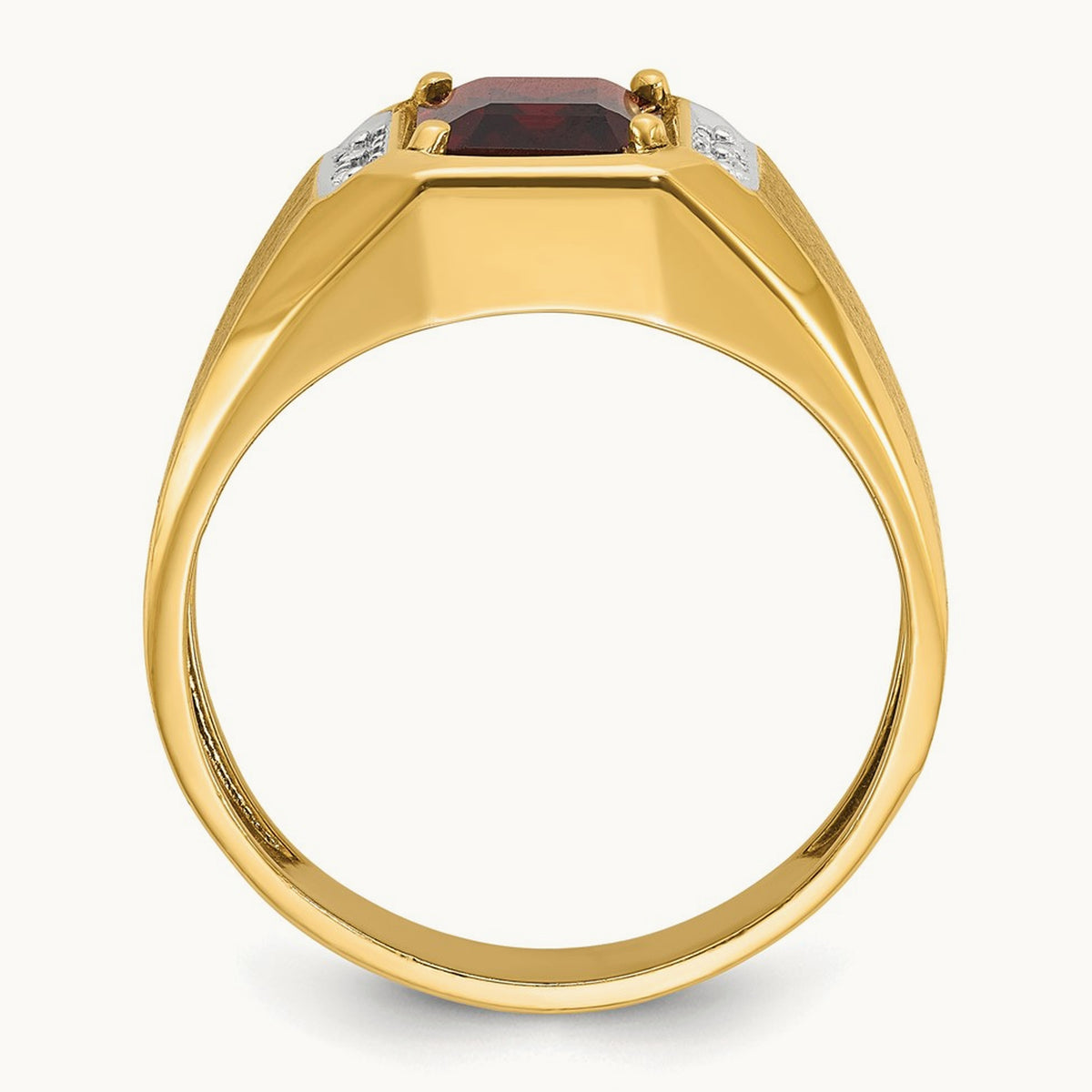IBGoodman Men's Polished and Satin Cr. Ruby and Diamond Complete Ring, 14K