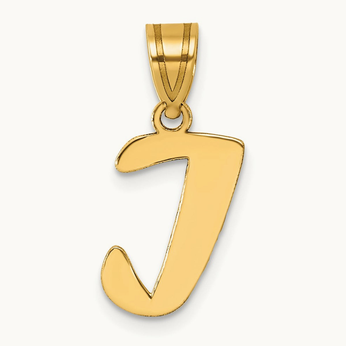 Polished Script Initial Pendant — 14K Yellow Gold, I
