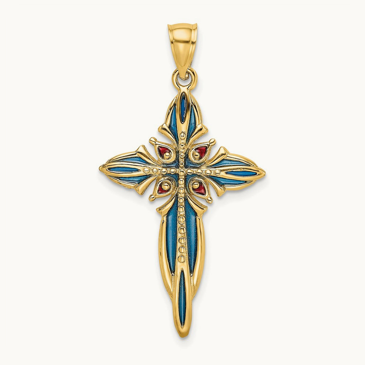 Blue and Red Enameled Cross Charm — 31.75mm