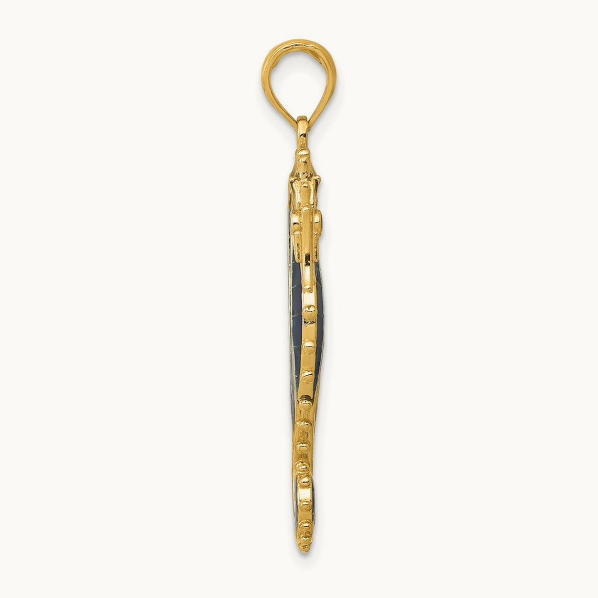 3-D Blue Enameled Seahorse Pendant — 33mm