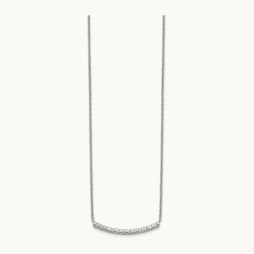 Diamond Curved Bar 18 inch Necklace, 14K White Gold