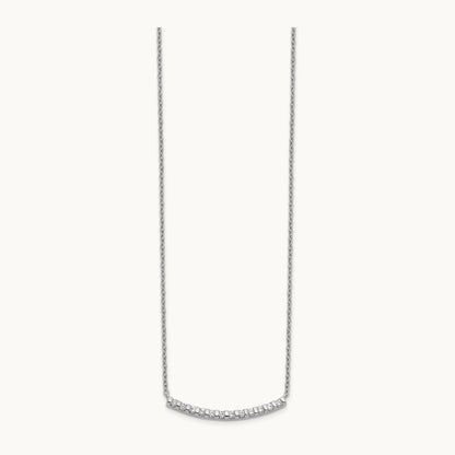 Diamond Curved Bar 18 inch Necklace, 14K White Gold