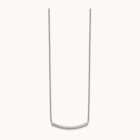Diamond Curved Bar 18 inch Necklace, 14K White Gold