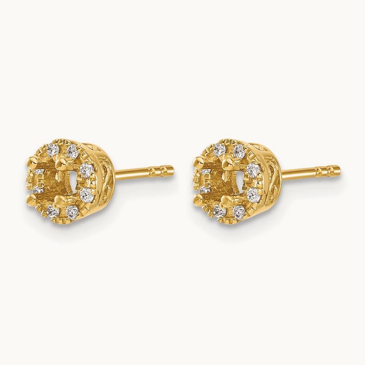 Diamond Semi-mount Stud Earrings, 14K