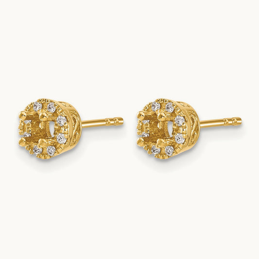 Diamond Semi-mount Stud Earrings, 14K