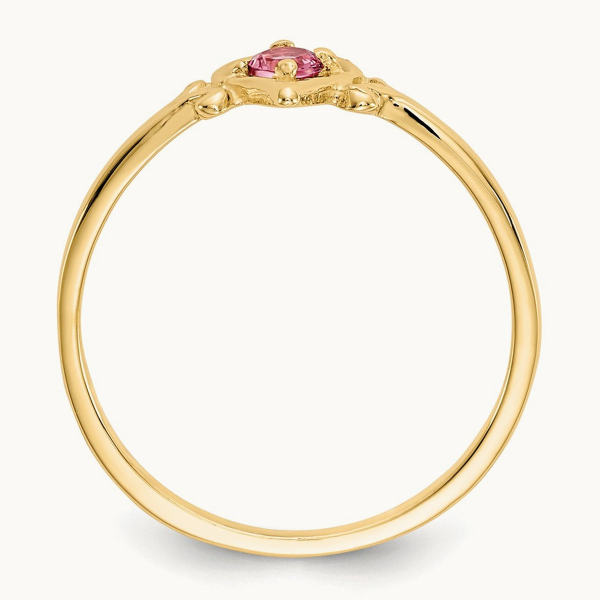 Tourmaline Birthstone Heart Ring — 14K Yellow Gold, 7