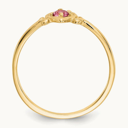 Tourmaline Birthstone Heart Ring — 14K Yellow Gold, 7