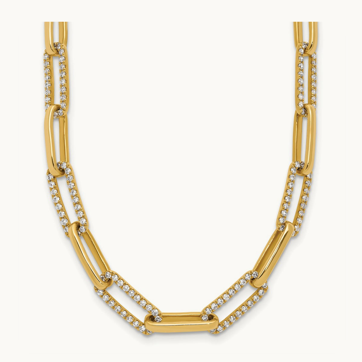 Fashion Paperclip Necklace, 3.75 ct tw Lab-Grown Diamond — 14K Yellow Gold