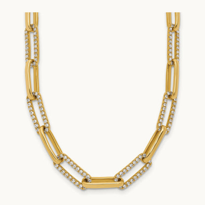 Fashion Paperclip Necklace, 3.75 ct tw Lab-Grown Diamond — 14K Yellow Gold
