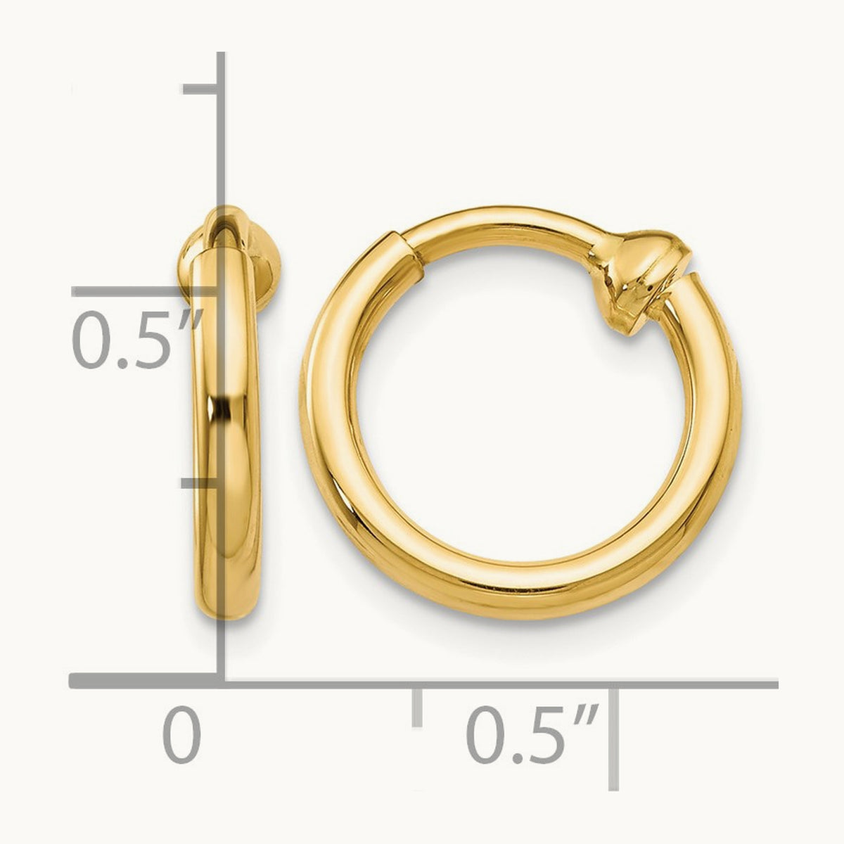 Non-Pierced Hoop Earrings, 14K