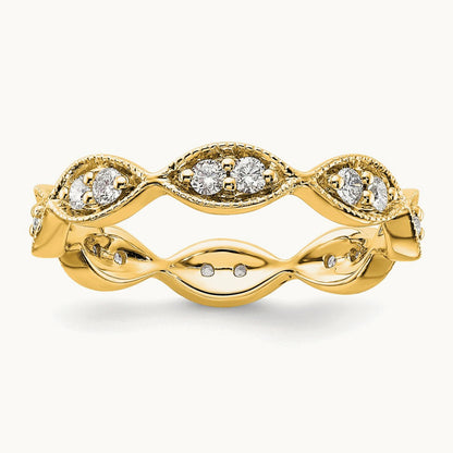 Polished Vintage Pave Diamond Eternity Band, 14K