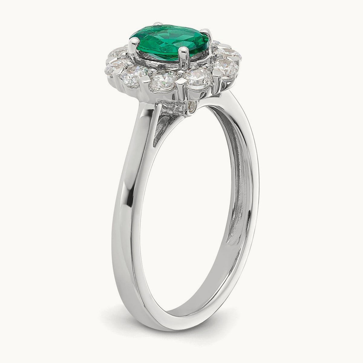 Created Emerald Halo Ring — 7