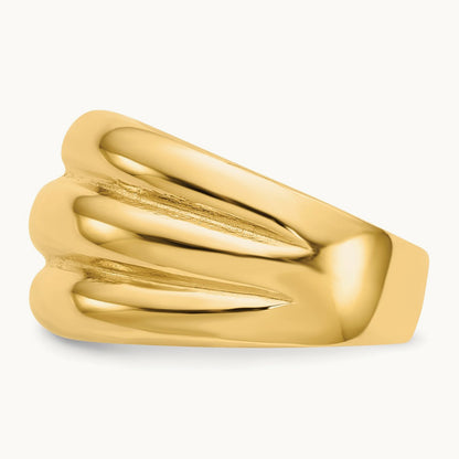 Polished Scalloped Dome Ring, 14K
