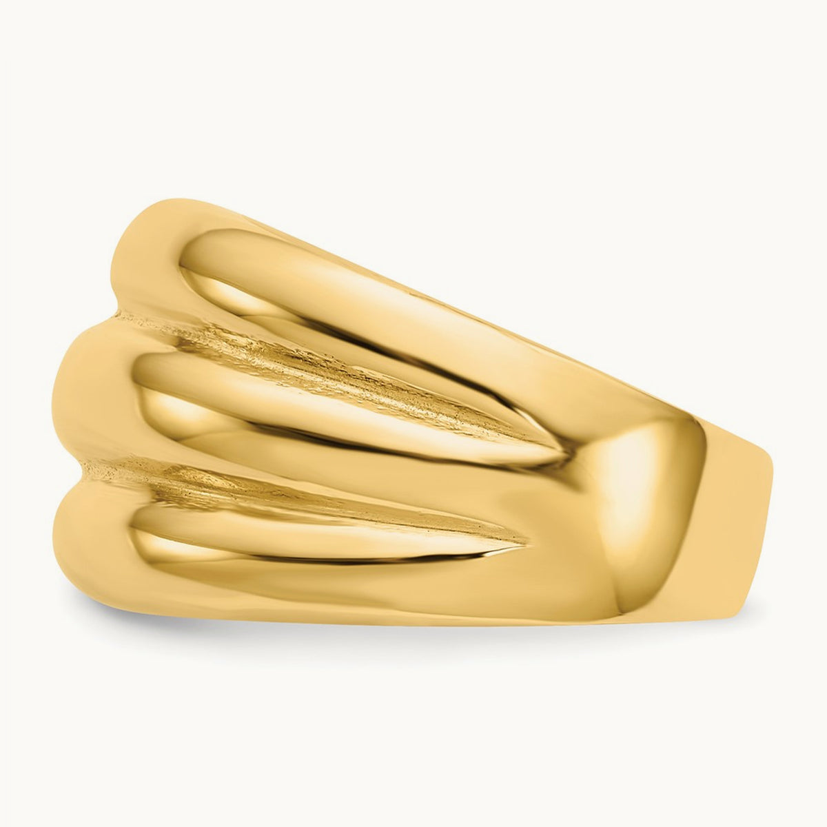 Polished Scalloped Dome Ring, 14K