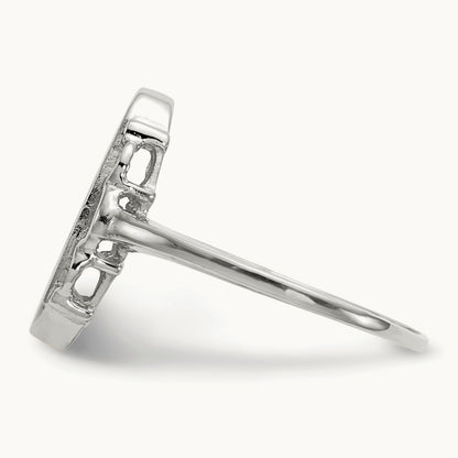7.0x14. Open Back Signet Ring, 5mm, 14K White Gold