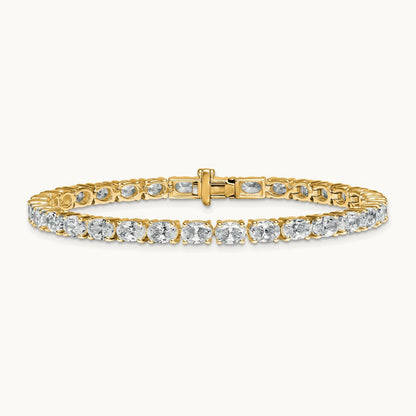 Oval Tennis Bracelet, 9.75 ct tw Lab-Grown Diamond — 14K Yellow Gold