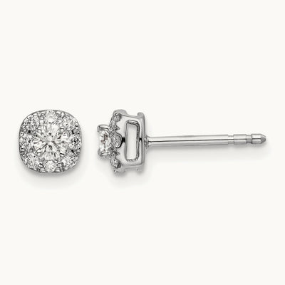 Cushion Halo Post Earrings, 0.25-1.00 ct tw Lab-Grown Diamond — 1/3 ct, 14K White Gold