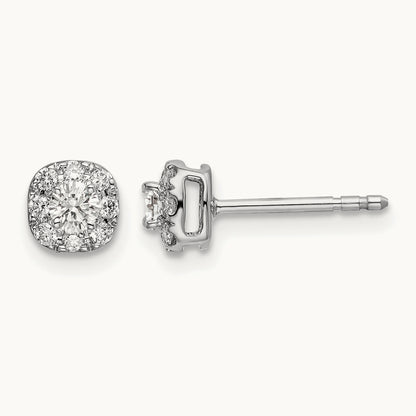 Cushion Halo Post Earrings, 0.25-1.00 ct tw Lab-Grown Diamond — 1/3 ct, 14K White Gold