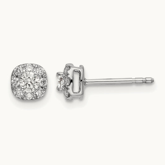 Cushion Halo Post Earrings, 0.25-1.00 ct tw Lab-Grown Diamond — 1/3 ct, 14K White Gold