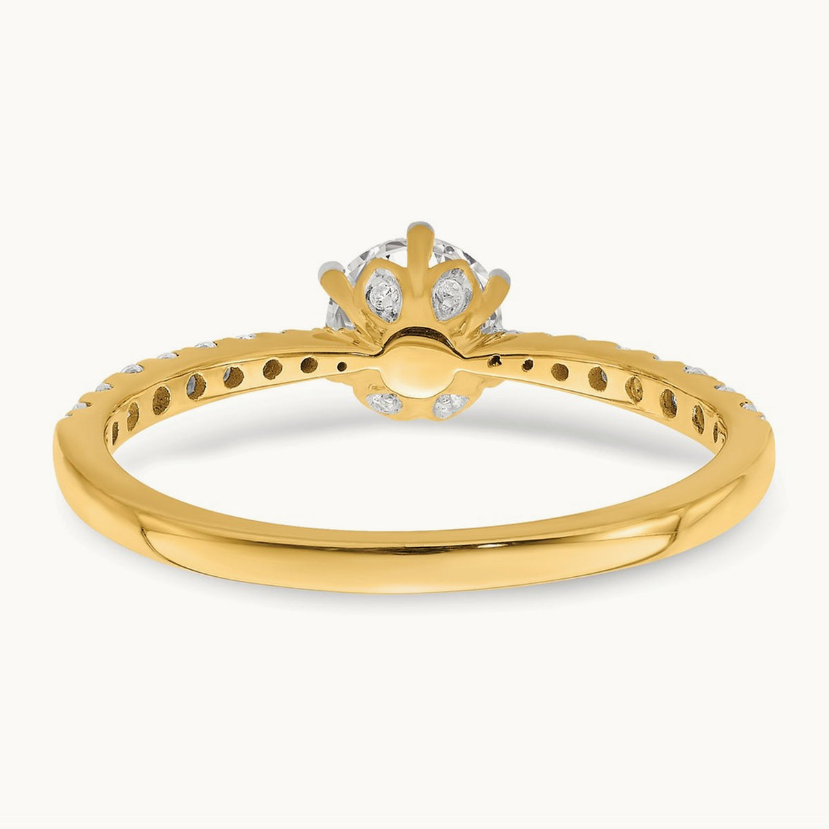 1/2ct Round Leaf Design Semi-Mount Dia Ring, 14K Gold
