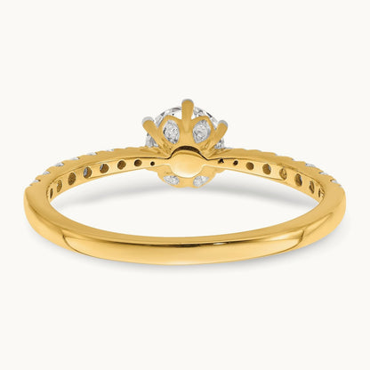 1/2ct Round Leaf Design Semi-Mount Dia Ring, 14K Gold
