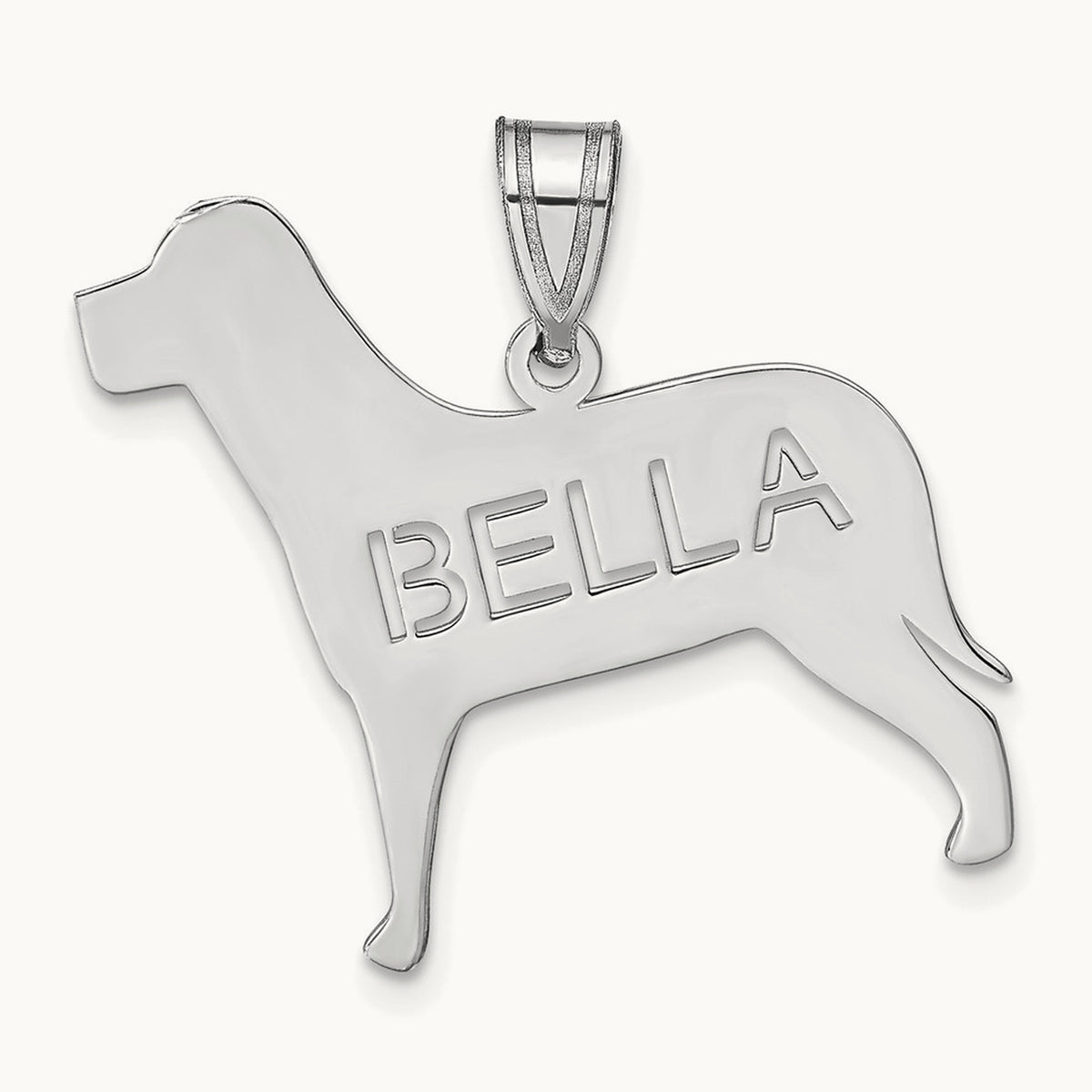 Sterling Silver/Rhodium-plated Dog with Cut-out Name Pendant