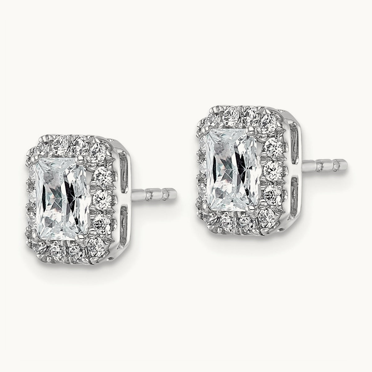 Radiant Halo Post Earrings, 0.50-8.50 ct tw Lab-Grown Diamond — 1 1/3 ct, 14K White Gold